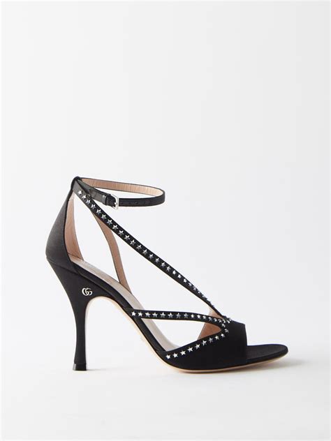 gucci black satin sandals|black Gucci sandals for women.